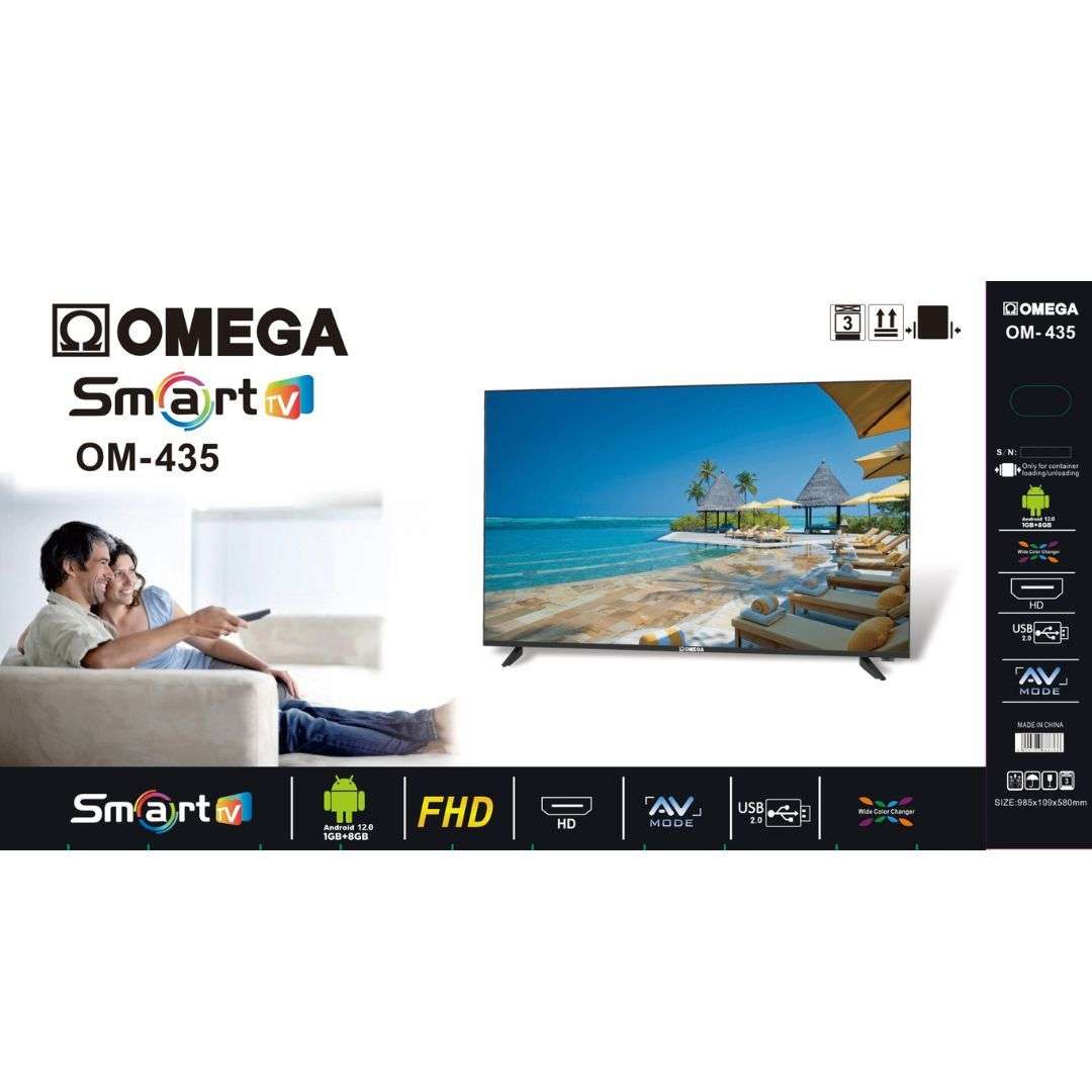 Omega 43" Smart Frameless Full HD Android TV HDMI / WIFI / USB