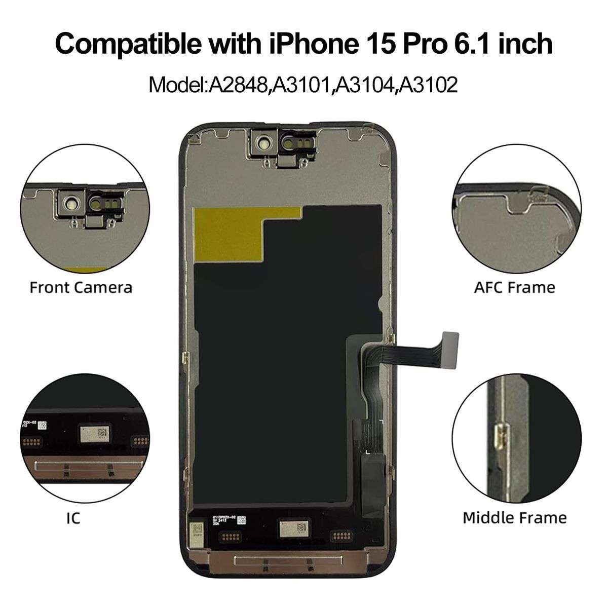 Screen Replacement Compatible with iphone 15 Pro with Repair Tools