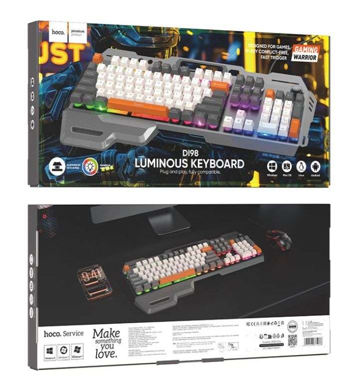 Hoco. DI98 Gaming Keyboard-104 Keys, Wired USB, RGB Backlit, Mechanical