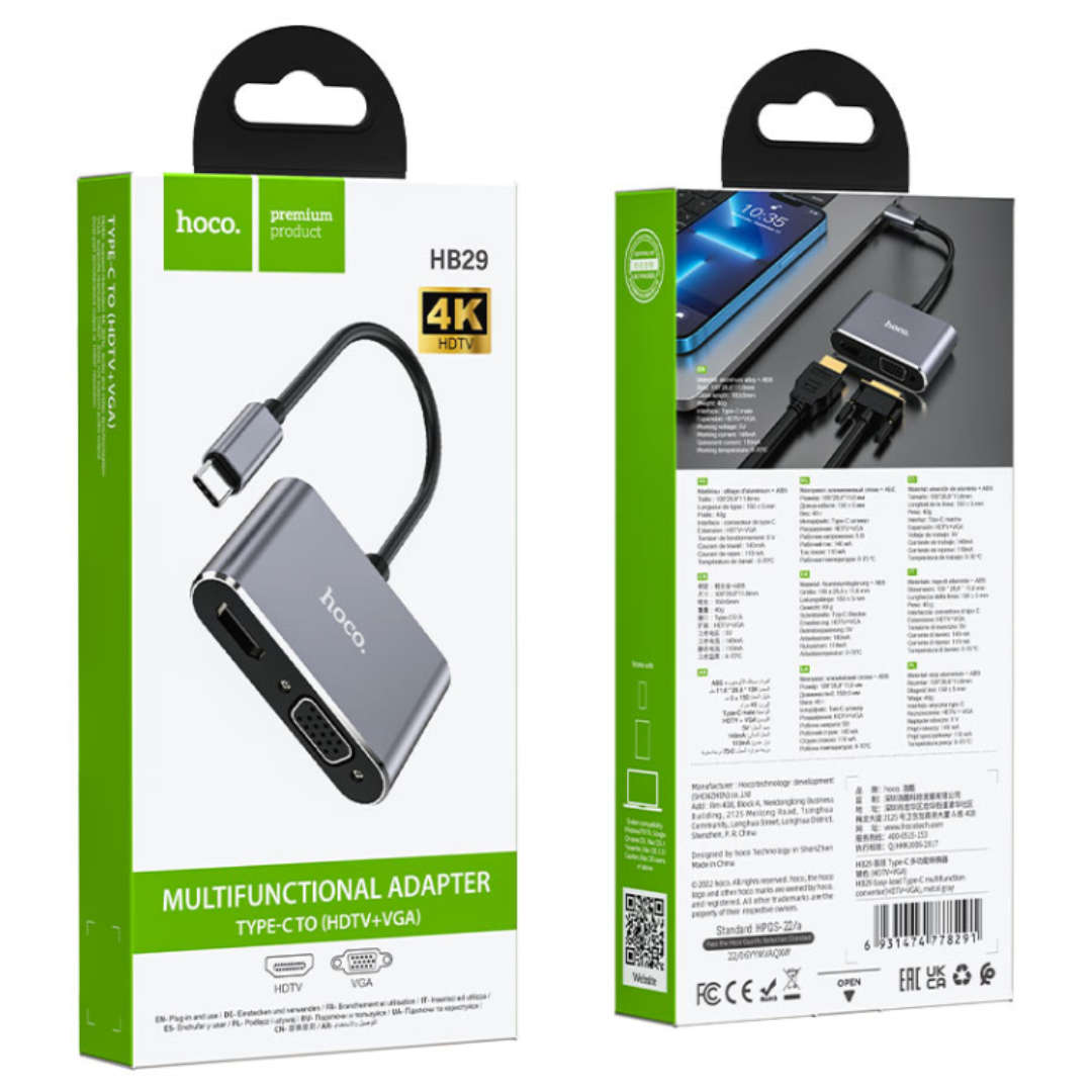 Hoco HB29 Type-C to HDMI + VGA Adapter