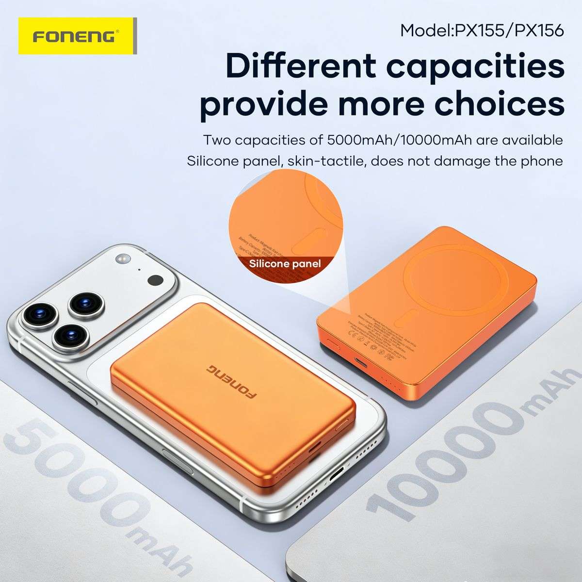 Foneng Px156 Ultra Thin fast Charging Wireless Power Bank - Orange