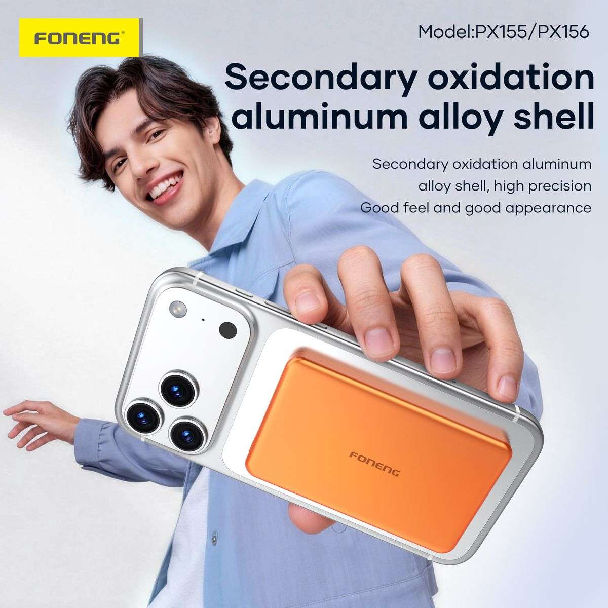 Foneng Px156 Ultra Thin fast Charging Wireless Power Bank - Orange