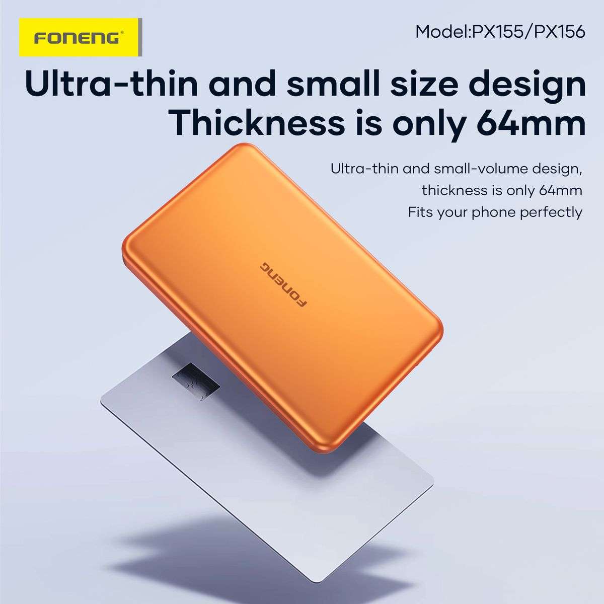 Foneng Px156 Ultra Thin fast Charging Wireless Power Bank - Orange