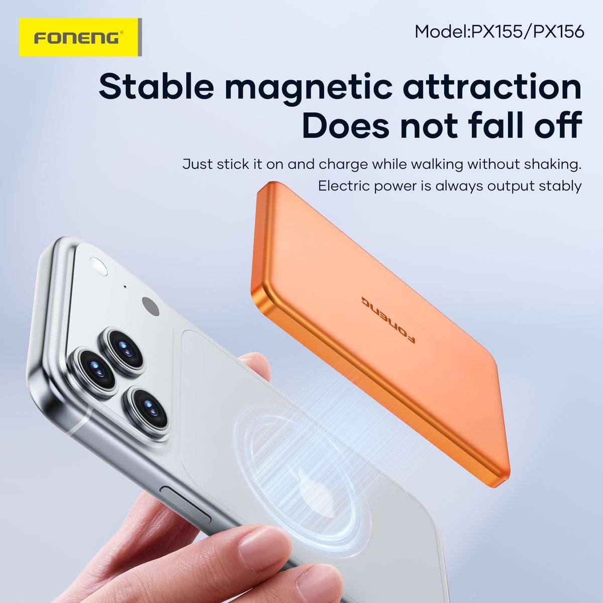 Foneng Px156 Ultra Thin fast Charging Wireless Power Bank - Orange