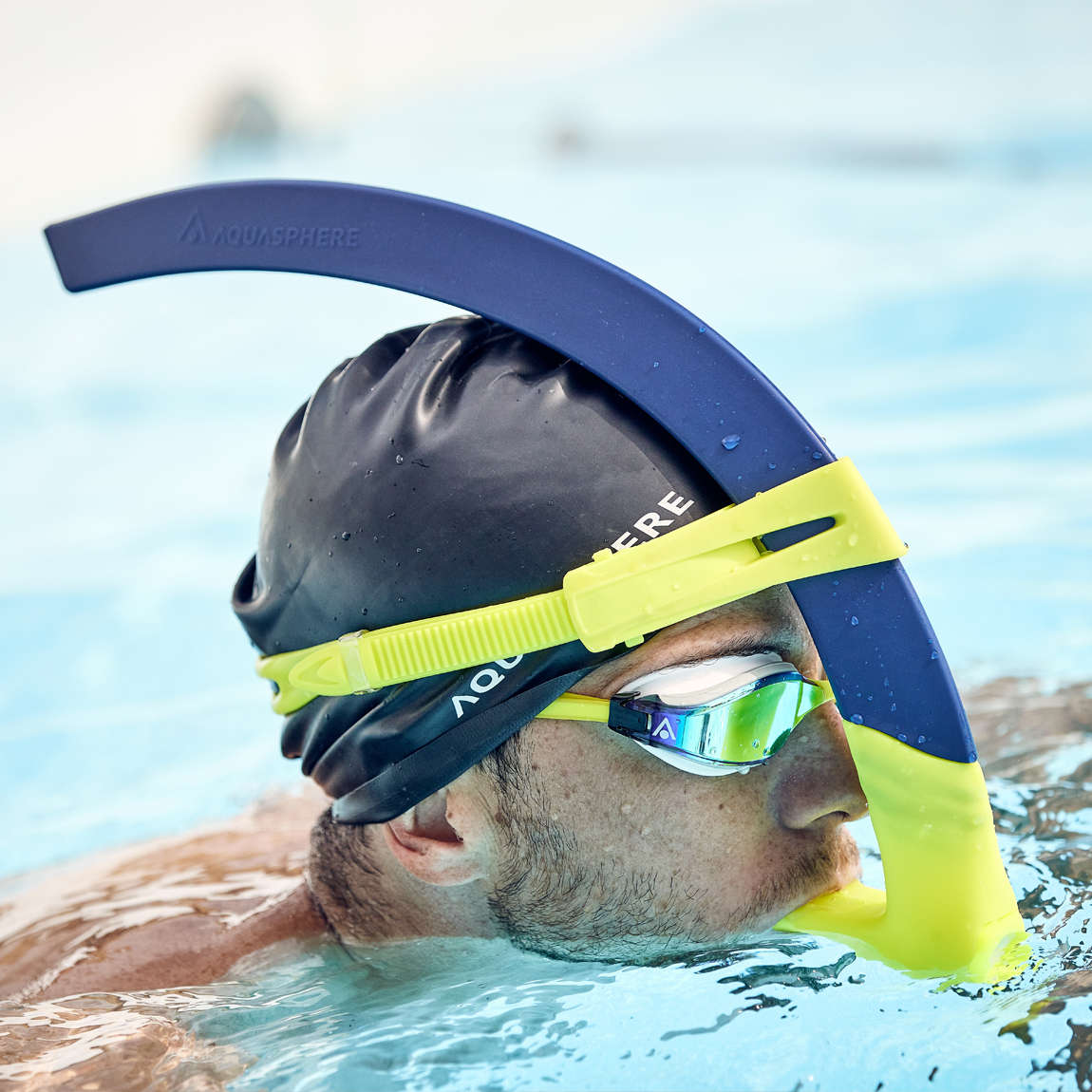 Aquasphere Focus Swim Training Snorkel - Blue/Orange - Regular Fit