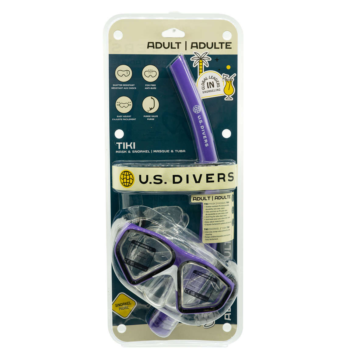 U.S. Divers Tiki - Adult Snorkeling Combo - Purple