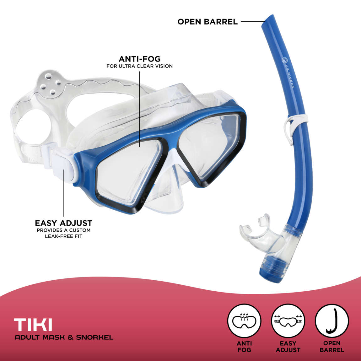 U.S. Divers Tiki - Adult Snorkeling Combo - Purple
