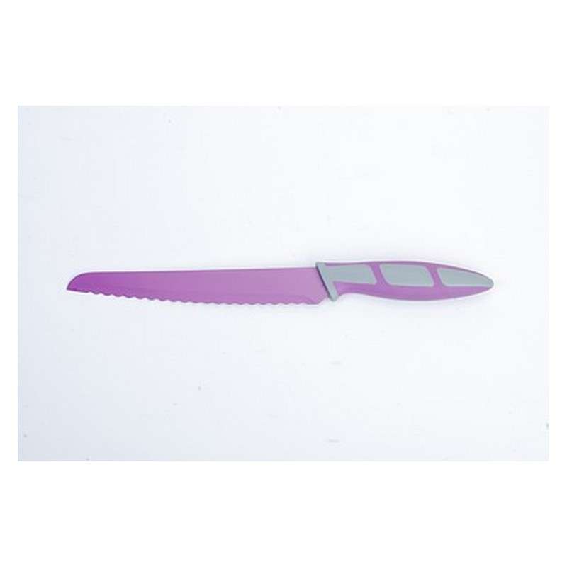 8' PURPLE BREAD KNIFE NON-STICK STAINLESS STEEL BLADE ERGO HANDLE