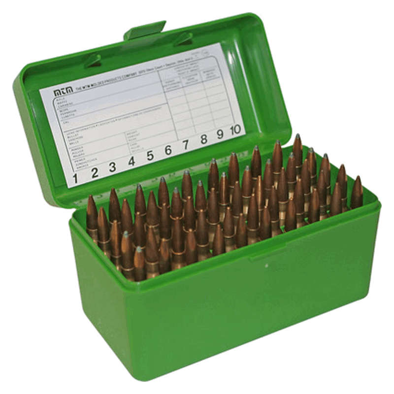MTM Ammo Box 50 Rd Rifle Flip-Top Green