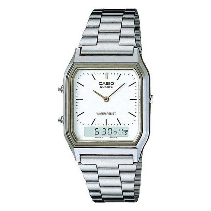 Casio Anadigi Retro White Dial Watch - AQ230A-7D