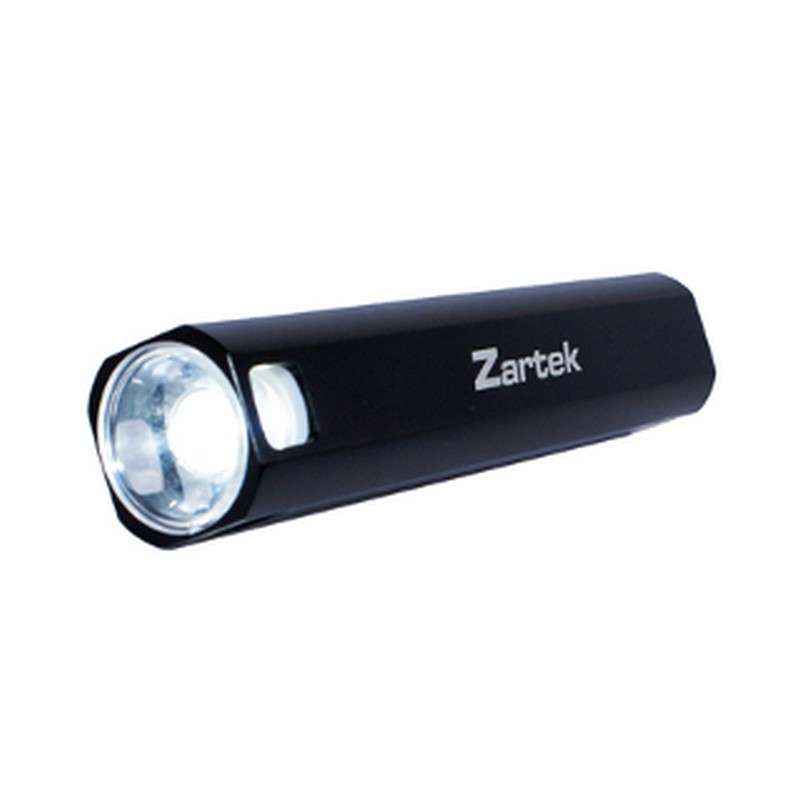Zartek LED Aluminium torch, 150Lumen, USB Powerbank 2000mAH