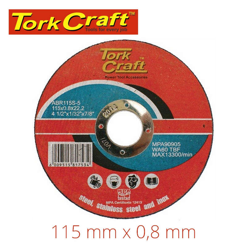 Tork Craft Cutting Disc Steel & Ss 115 X 0.8 X 22.2 Mm