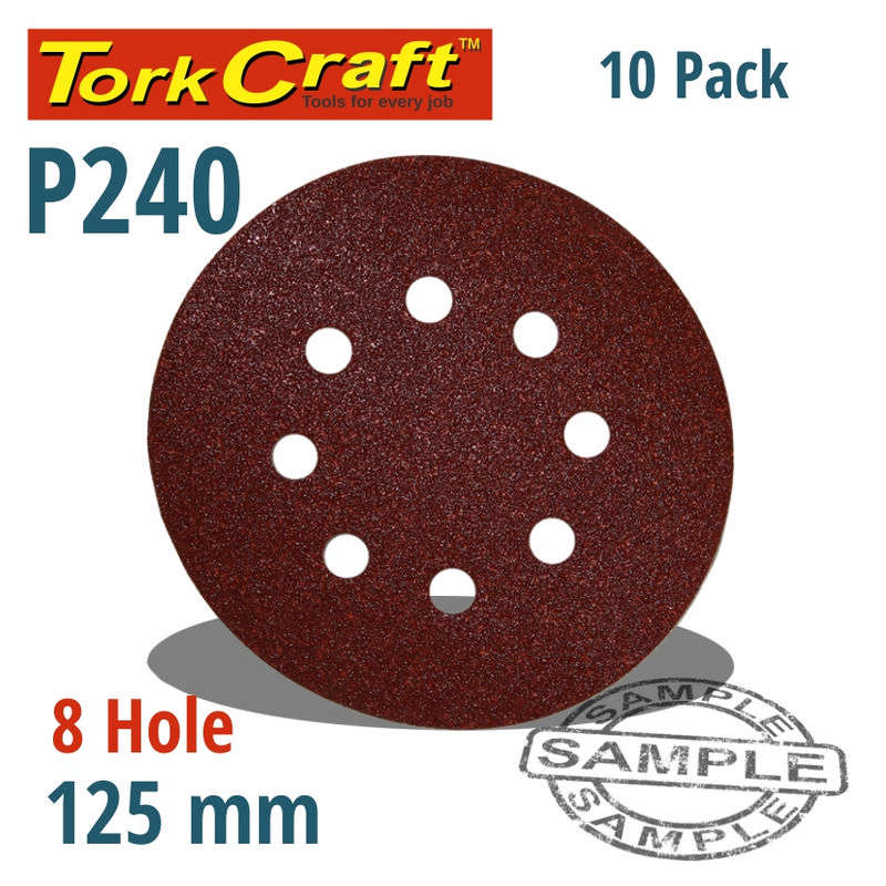 Tork Craft Sanding Disc Velcro 125mm 240 Grit With Holes 10/Pk