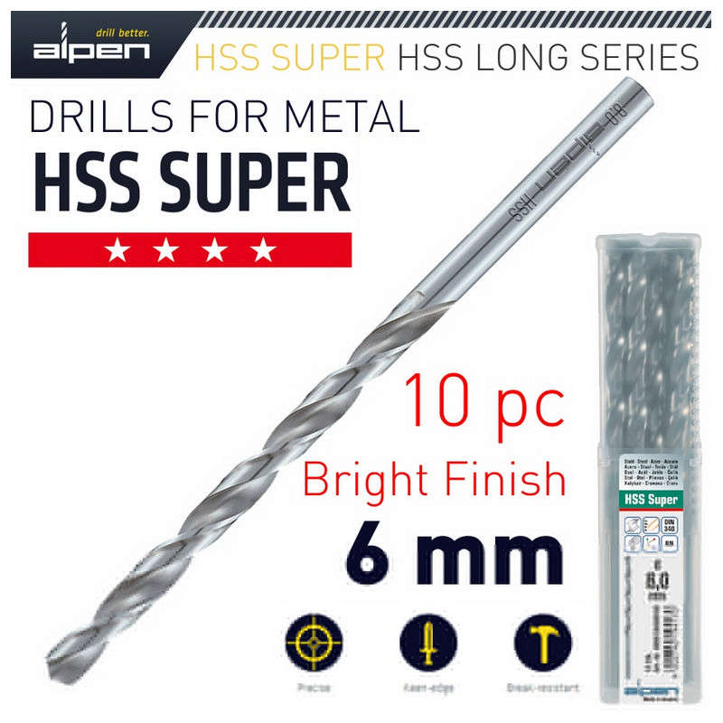Alpen HSS Drill Bit Long 6 X 139mm Bulk