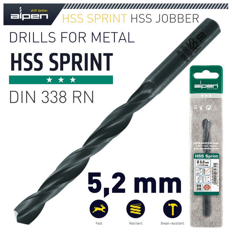 Alpen HSS Sprint Drill Bit 5.2mm 1/Pack