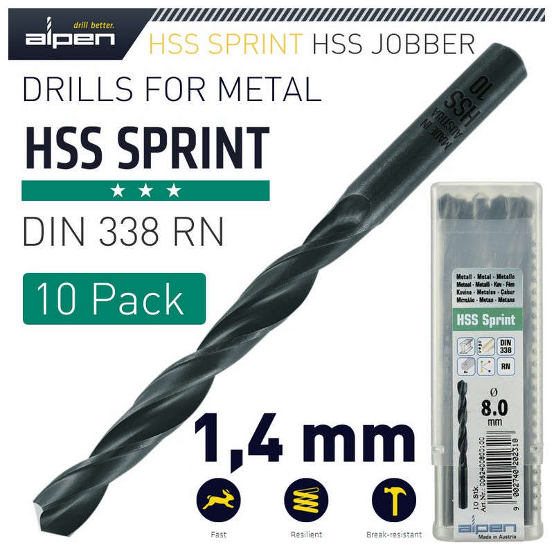 Alpen HSS Sprint Drill Bit 1.4mm Bulk Ind.Pack