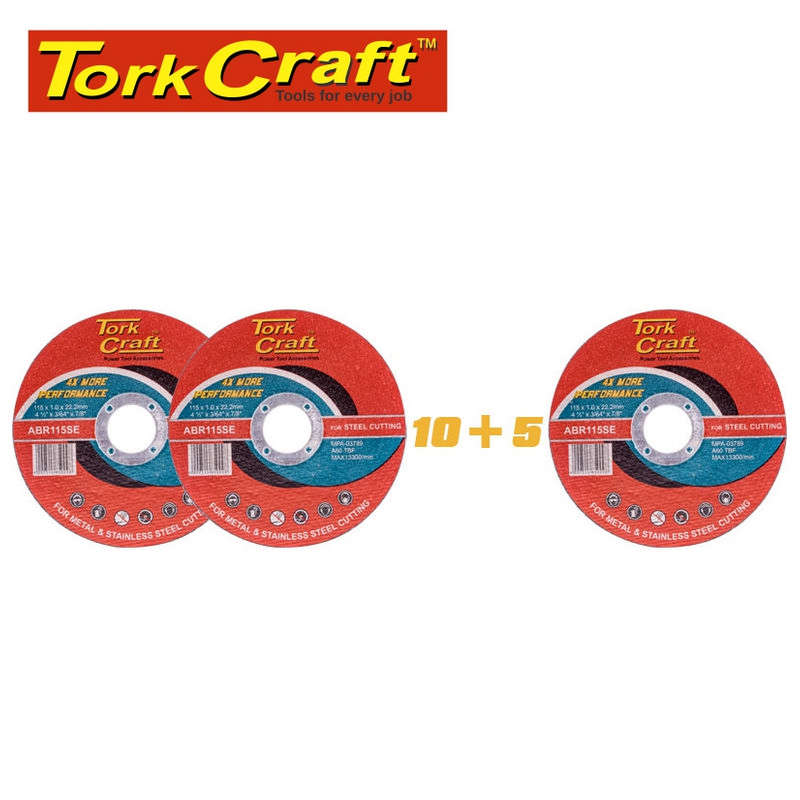10+5 Cutting Disc Steel  & Ss 115 X 1.0 X 22.2 Mm 4x More Peformance