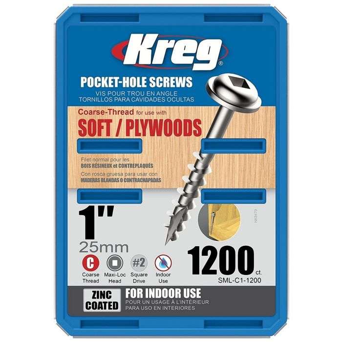 Kreg Pocket Hole Screws 1" Coarse -1200ct