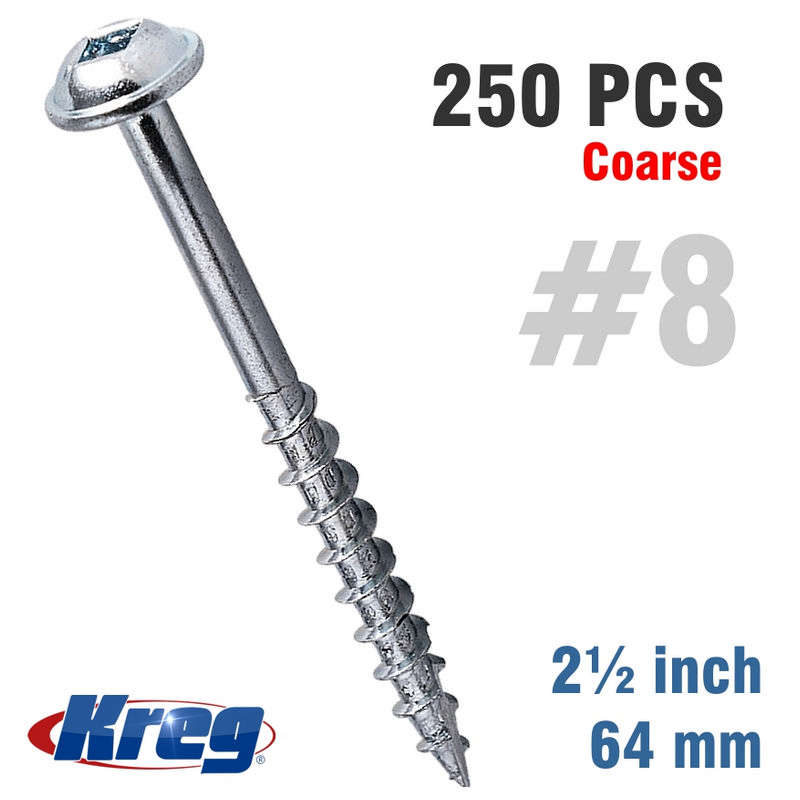 Kreg Pocket Hole Screws 2-1/2" #8 Coarse Washer Head 250ct