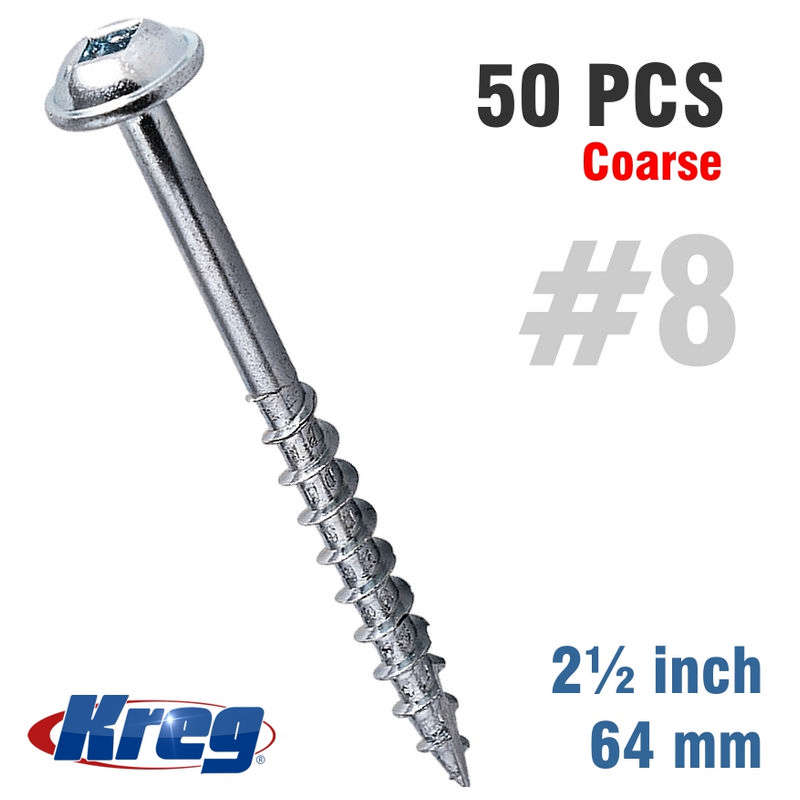 Kreg Pocket Hole Screws 2-1/2" #8 Coarse Washer Head 50ct