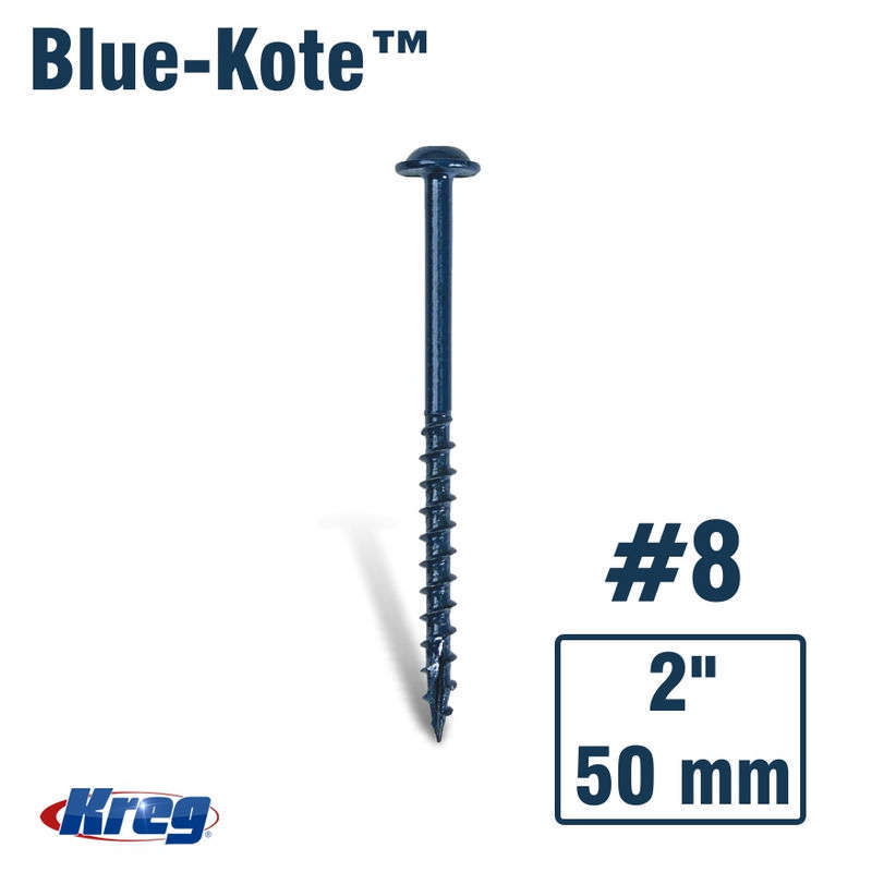 Kreg Blue-Kote Wr Pocket Screws 2"#8 Coarse Washer Head 50ct