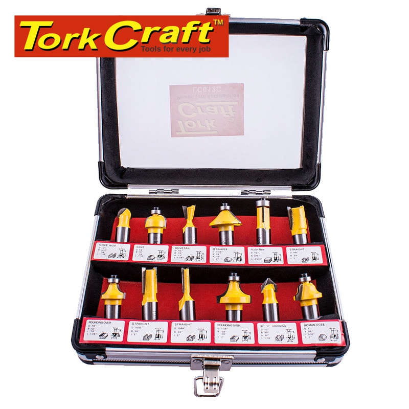 Tork Craft Router Bit Set 12pce 1/2"Shank
