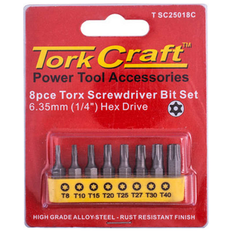 Tork Craft S/D Torx Tamp.Res. Bit Set 8pce