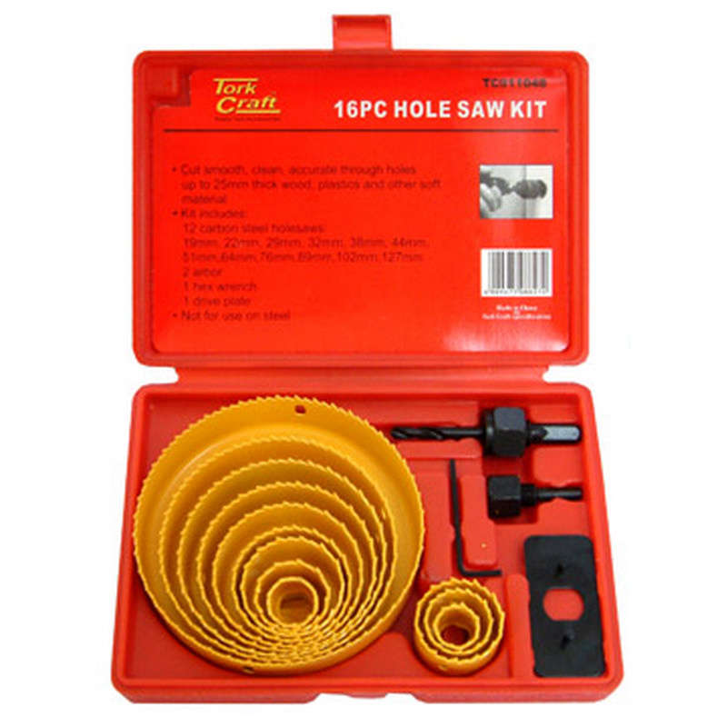 Tork Craft Hole Saw Set Carbon Steel 16pce 19 - 127mm