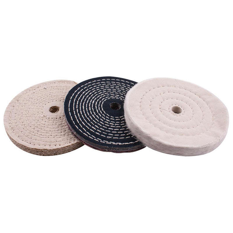 Tork Craft Buffing Wheel Kit 3pcs 150mm White & Denim Stiched & Sisal Polishing