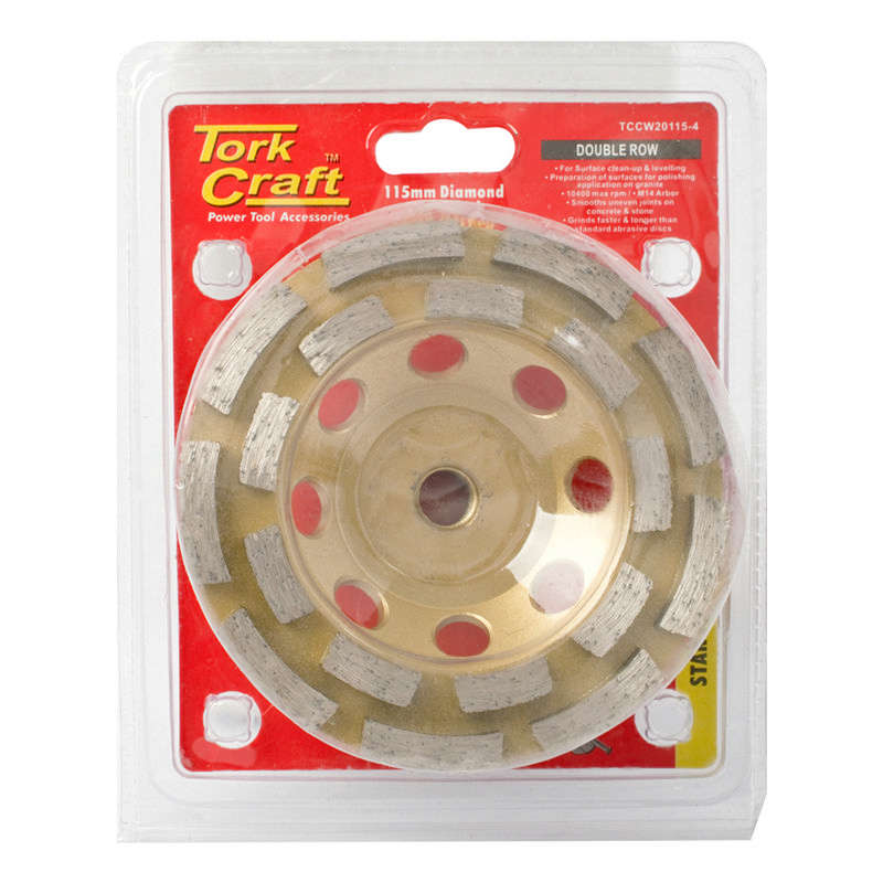 Tork Craft Dia. Cup Wheel 115mm X M14 Dbl Row Laser Welded