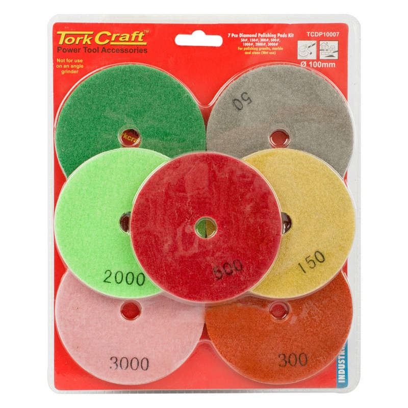 Tork Craft Set Of 7 Diamond Polishing Pads 100mm