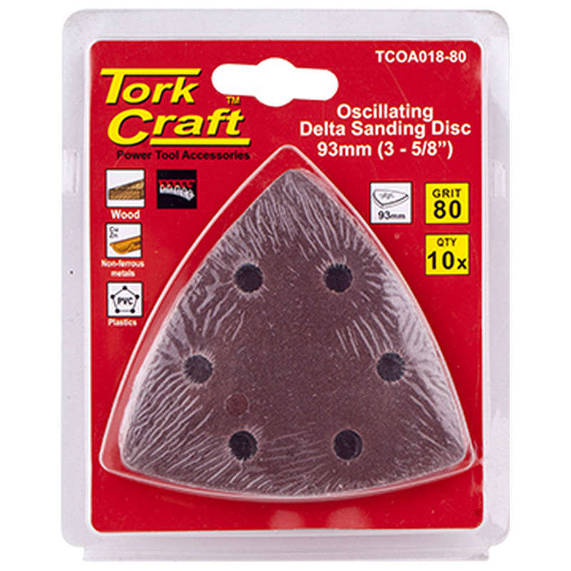 Tork Craft Oscilating Sandpaper A/O 93mm 10pc Delta Shape 80grit