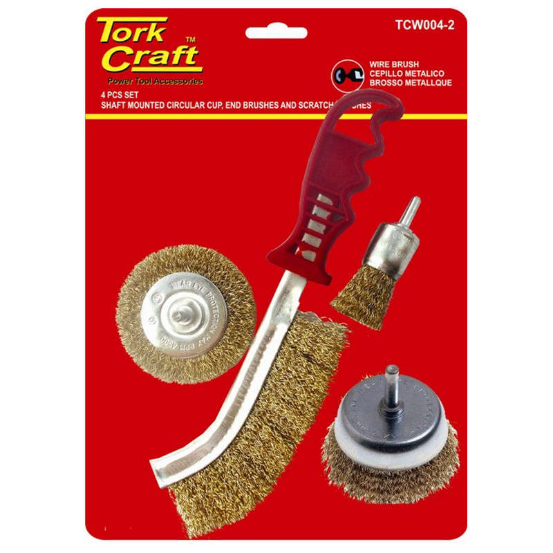 Tork Craft Wire Brush Set 4pce With Hand Brush