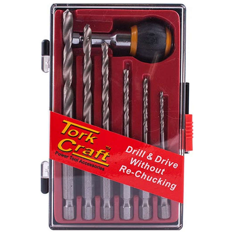 Tork Craft Hex Shank Drill Set 7pce With Quick Change Adaptor Set 7pce