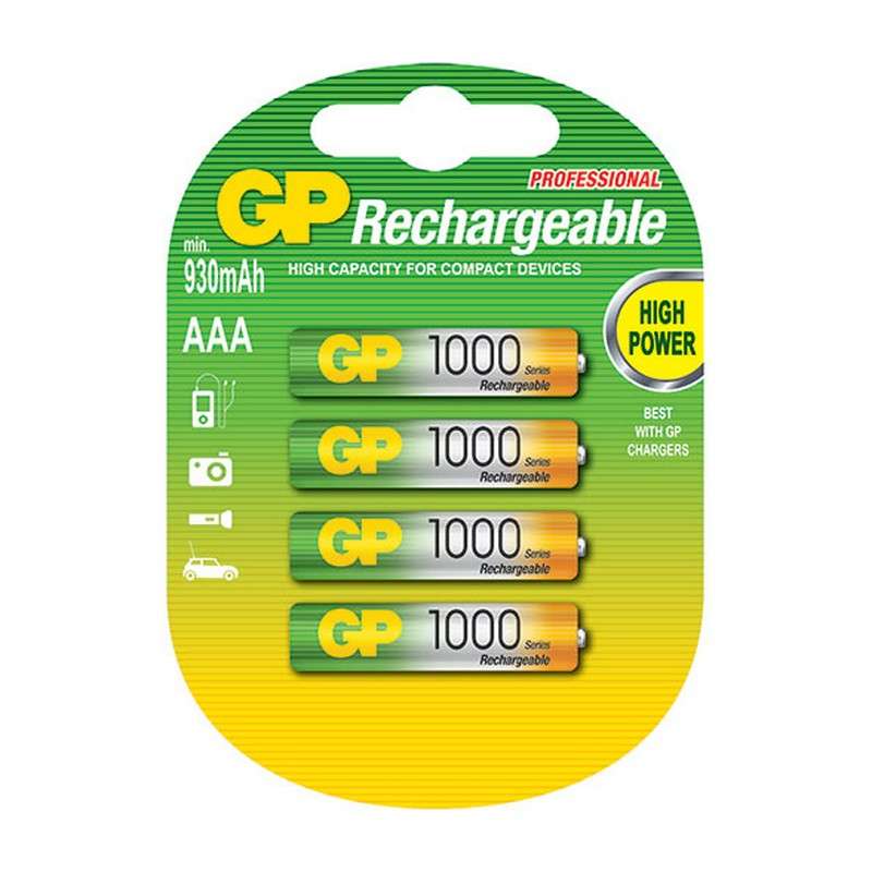 GP AAA 1000 1.2V 4 Pack Rechargeable Batteries