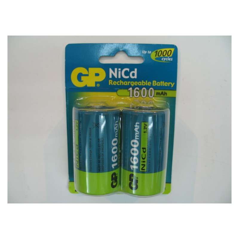 GP D 1600 MAH 1.2V Rechargeable 2 Pack NICAD