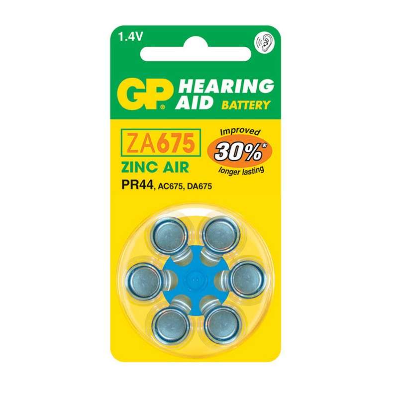 GP ZA675 Zinc Air Hearing Aid Battery 6 Pack