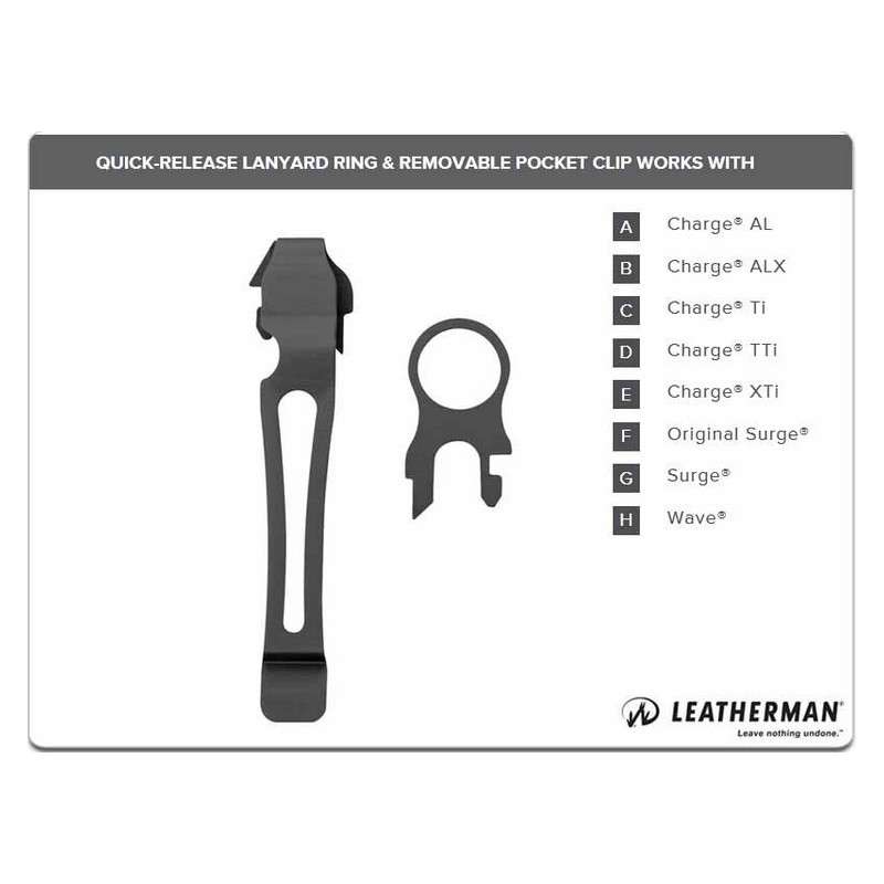 Leatherman Pocket Clip & Lanyard Ring - Black - Wave/Charge (Polybag)