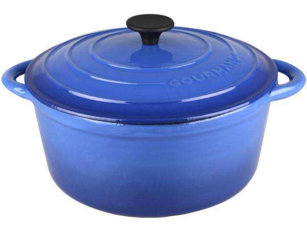Gourmand 4L Round Cast Iron Casserole & Lid - Blue (SR168BL)