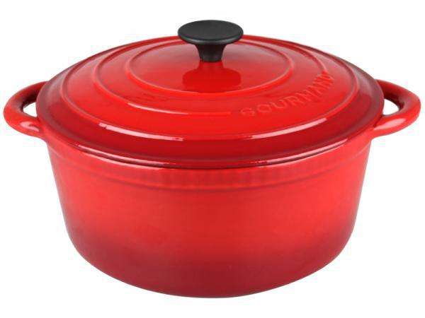 Gourmand 4L Round Cast Iron Casserole & Lid - Cherry (SR168C)
