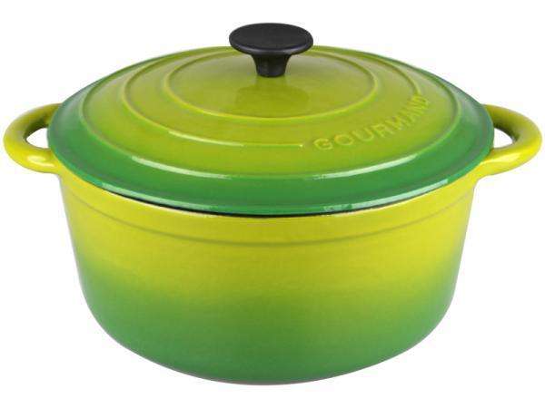 Gourmand 4L Round Cast Iron Casserole & Lid - Green (SR168GR)