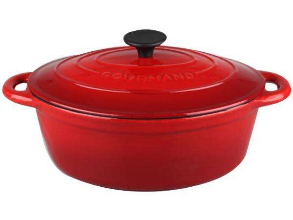 Gourmand 4.5L Oval Cast Iron Casserole & Lid - Cherry (SR170C)