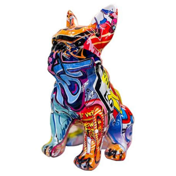 Resin Modern Graffiti French Bulldog Figurine Ornament - 22cm