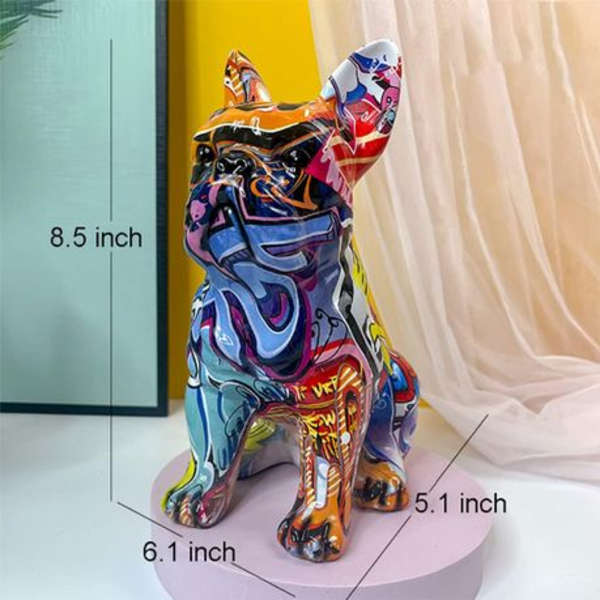 Resin Modern Graffiti French Bulldog Figurine Ornament - 22cm