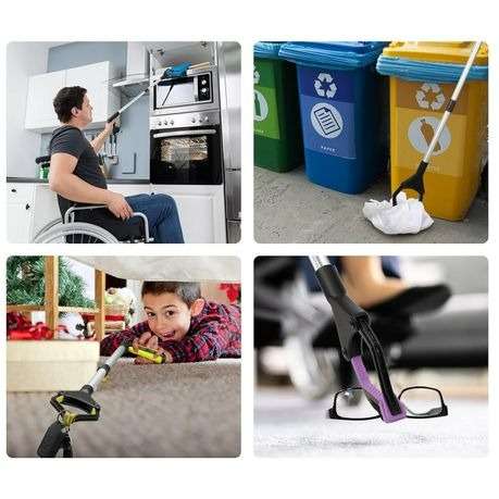 Fold-able Grabber Reacher with Magnetic Non-Slip Rotating Jaw - Yellow