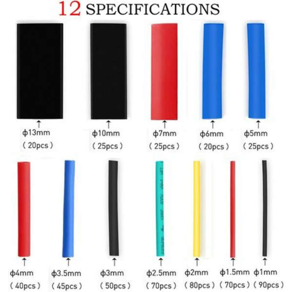 560pc Heat Shrink Tubing with 50pc Heat Shrink Solder Butt Connectors