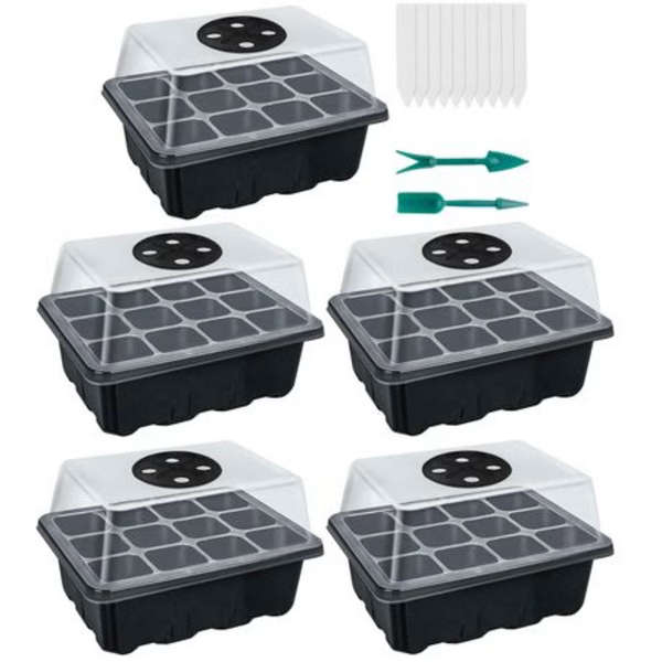5 Pack Seed Starter Tray Kit with Humidity Control Vents