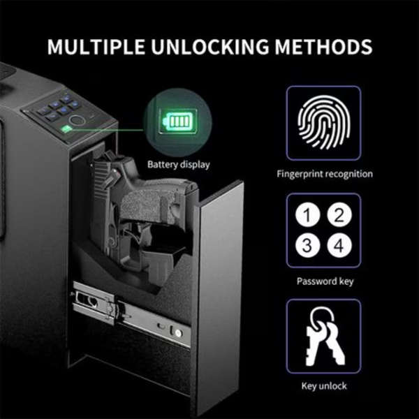 Biometric Handgun Safe With Quick Access Sliding Door &amp; 6 Digit Keypad