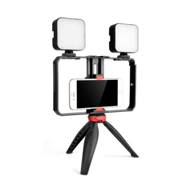 YELANGU Phone Vlogging Kit with Tripod Grip (Double Light)