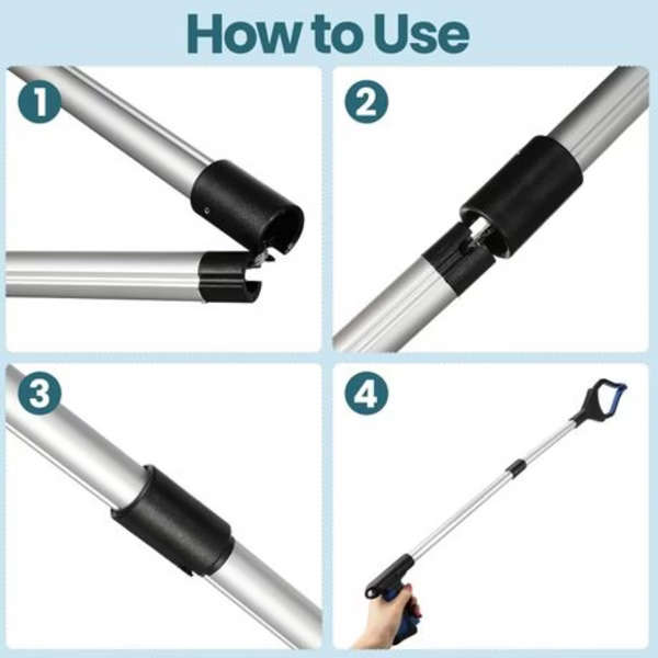 Fold-able Grabber Reacher with Magnetic Non-Slip Rotating Jaw